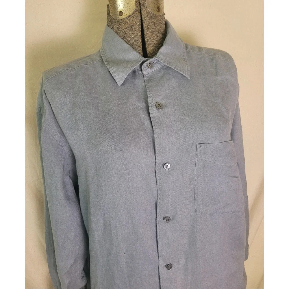 Vintage‎ Men's Banana Republic Irish Linen Button Up Long Sleeve Grey M Casual